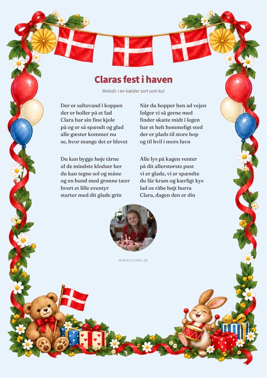 Hurra for dig – Claras fest i haven. 1 foto under teksten.