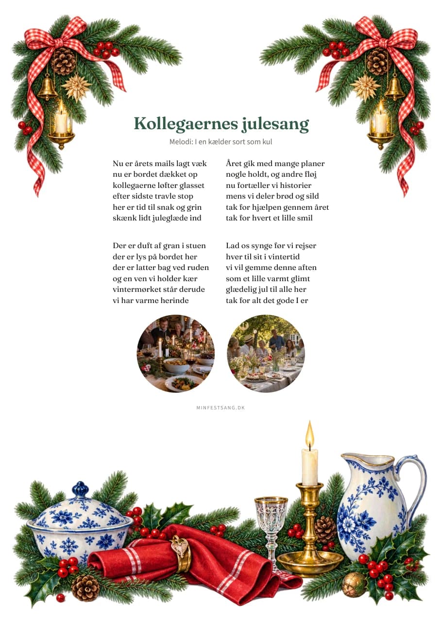 Julebordet – Kollegaernes julesang. 2 fotos under teksten.