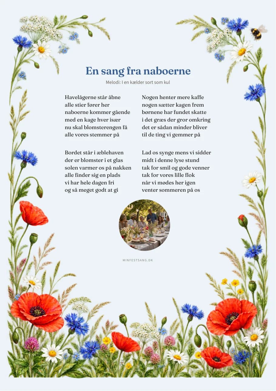 Sommerengen – En sang fra naboerne. 1 foto under teksten.