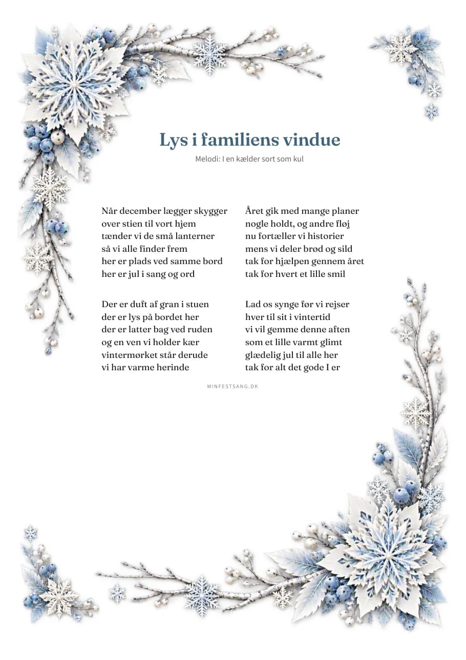 Vinterlys – Lys i familiens vindue. Uden fotos.